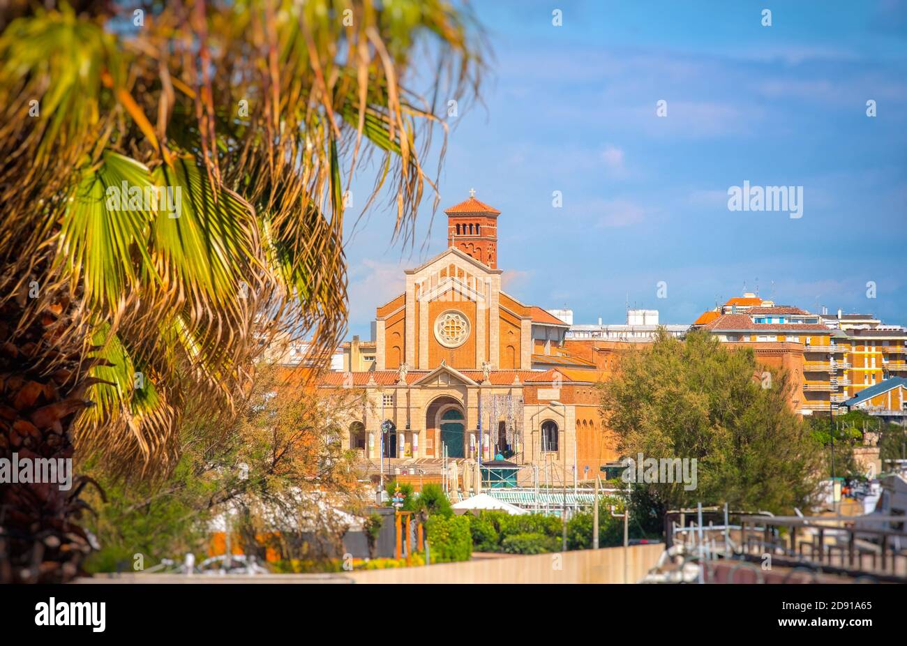 Nettuno town province Rome Santa Maria Goretti church background Lazio region - Italy landmark Stock Photo