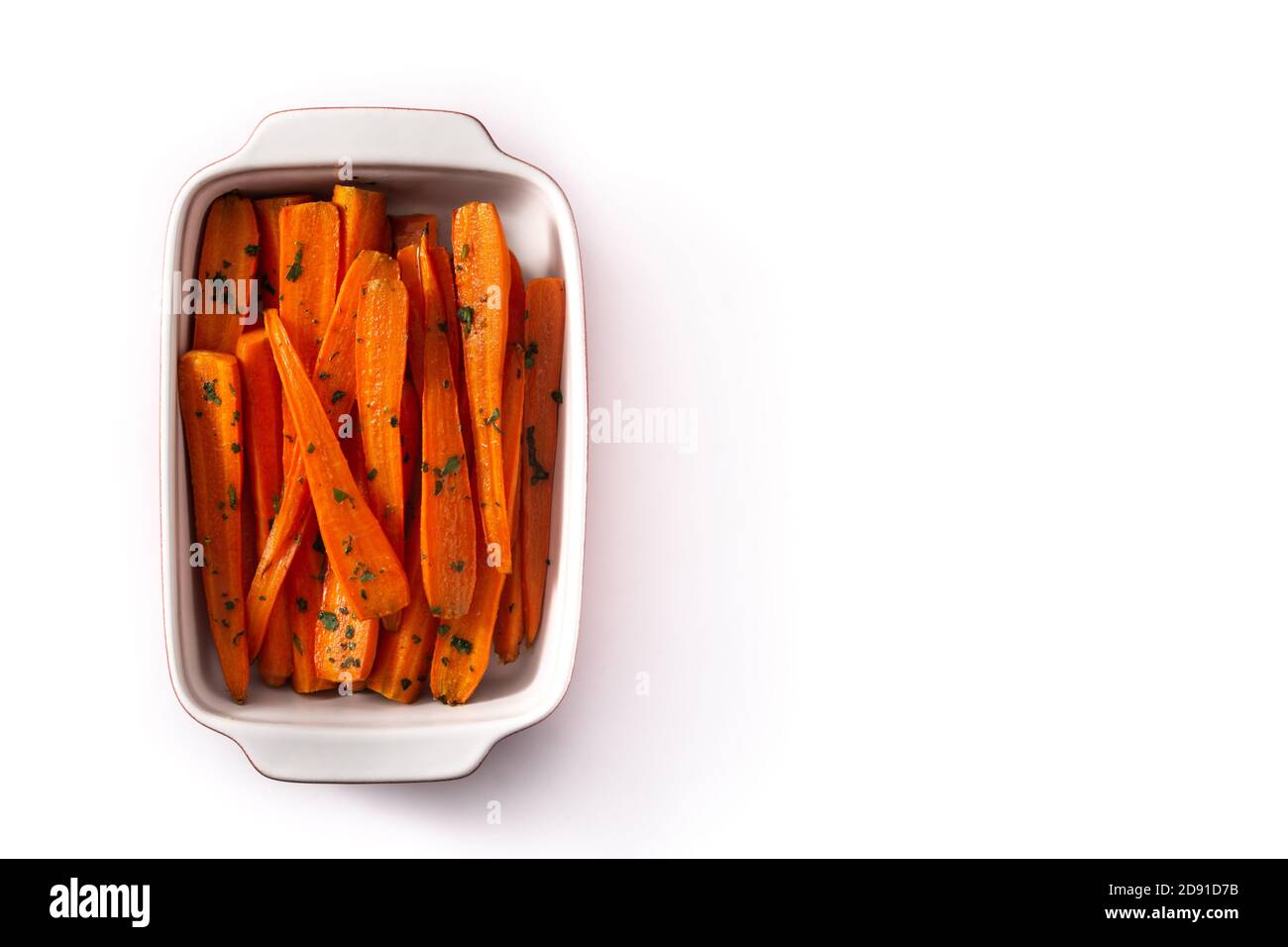 Honey glazed carrots isolated on white background Stock Photo