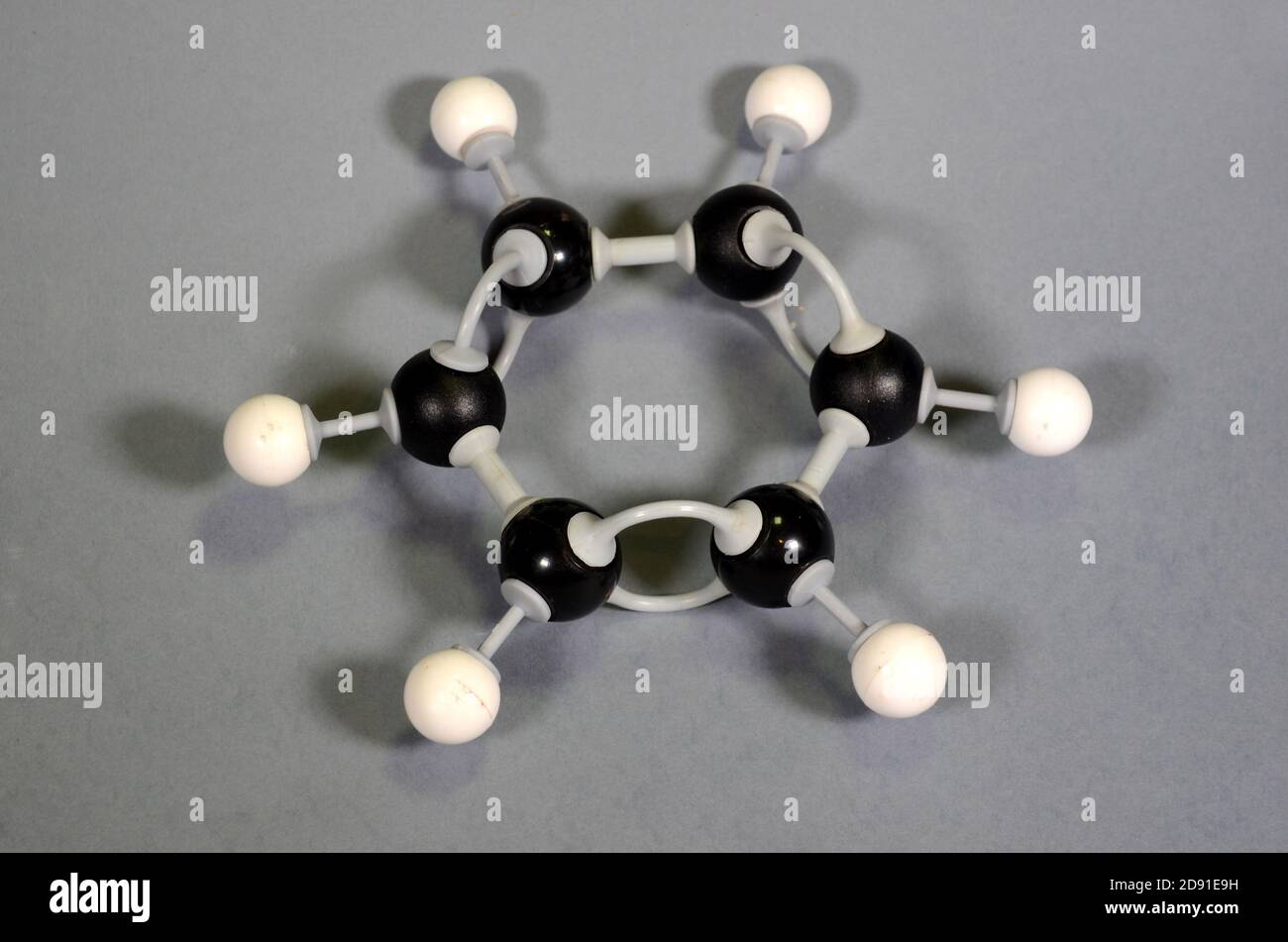 Molecule model of traditional benzene ring Stock Photo
