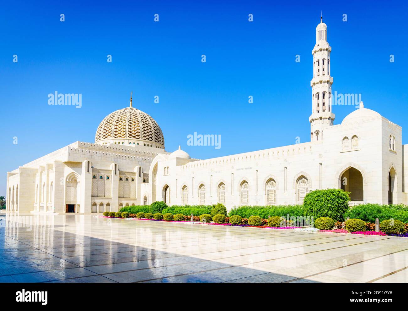 Exterior of the Sultan Qaboos Grand Mosque in Muscat, Oman Stock Photo