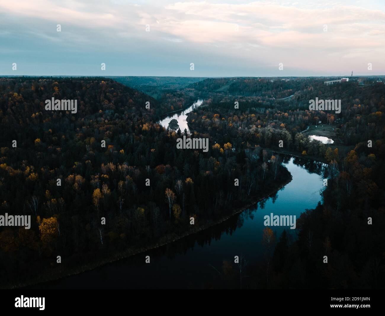 Flight over forest village in hi-res stock photography and images - Alamy