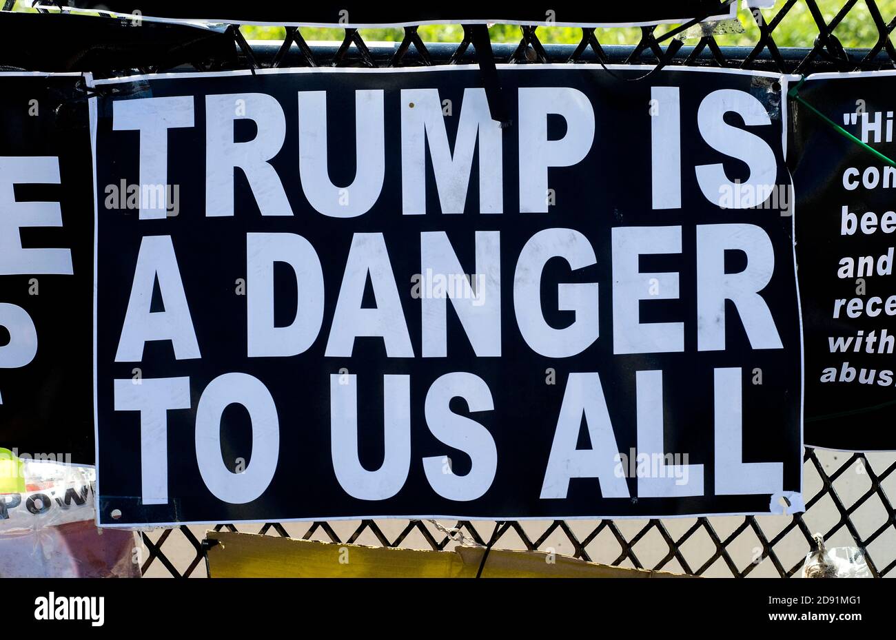 November 02, 2020, Washington, District of Columbia, USA - With one day to go until the 2020 general election, signs in and around Black Lives Matter Plaza speak to the resistance to Trumpism and what is at stake in the election.(Credit Image: © Brian Cahn/ZUMA Wire) Stock Photo