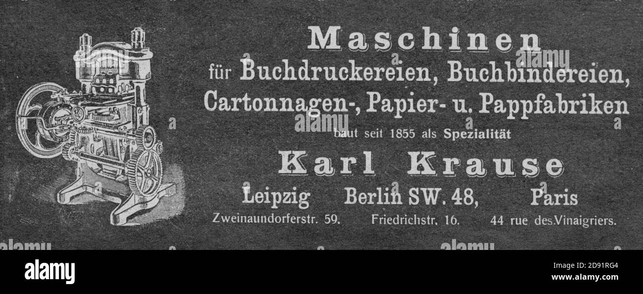 Karl Krause Maschinen, Reclams Universum 1905. Stock Photo