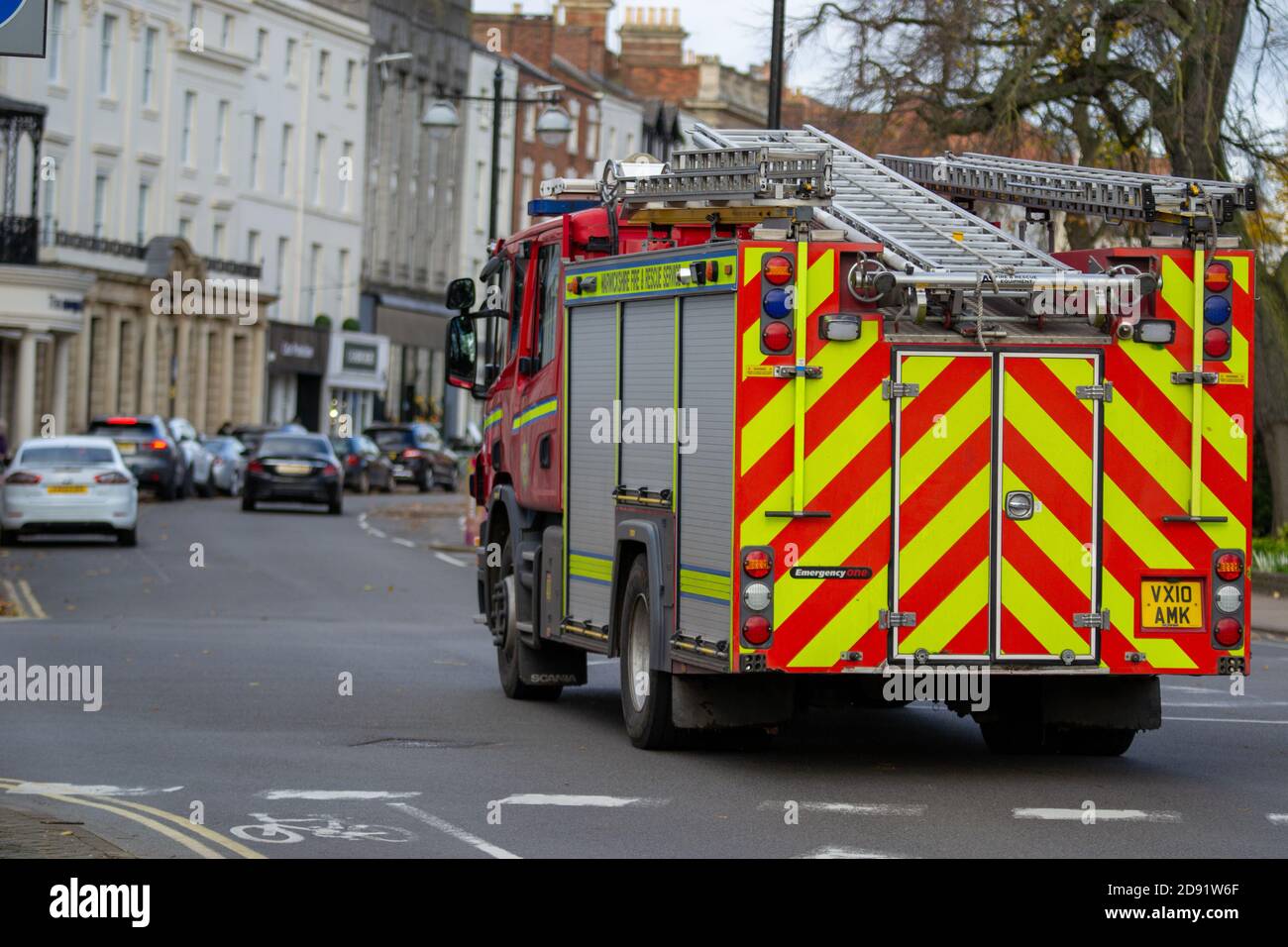Warwickshire Fire and Rescue Service engine in Leamington Spa Stock Photo