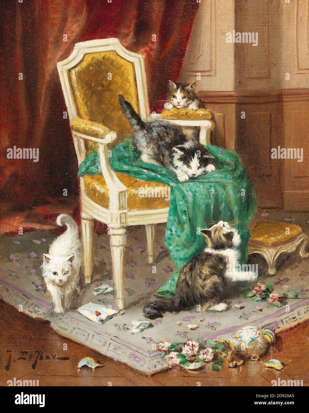 Spielende Katzen Jules Le Roy