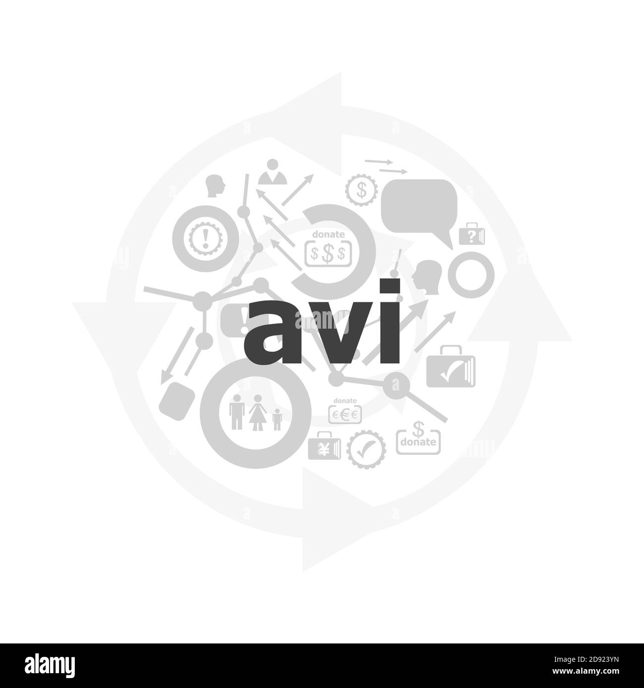 digital concept. avi word on digital screen . Icon and button set Stock Photo