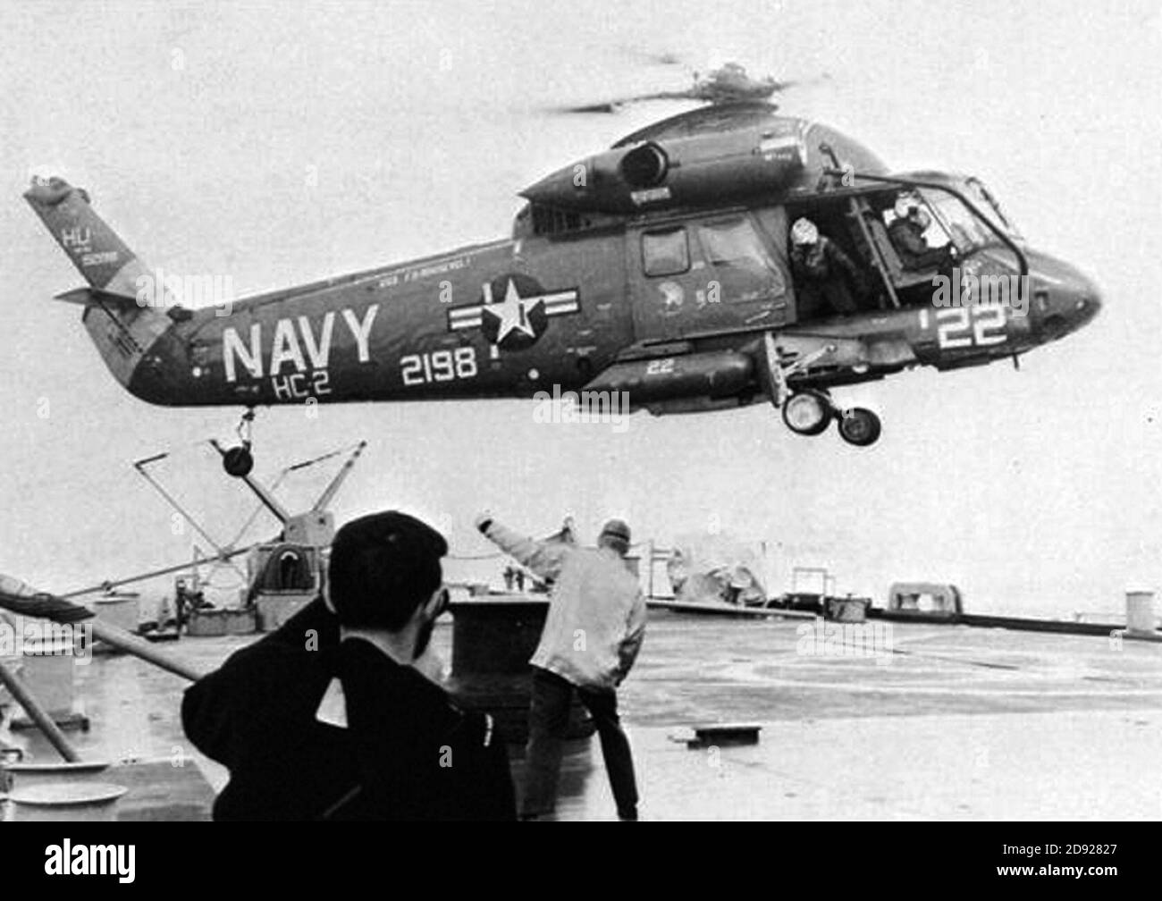 Kaman HH-2D Seasprite of HC-2 lands aboard USS Albany (CG-10) in 1971 ...