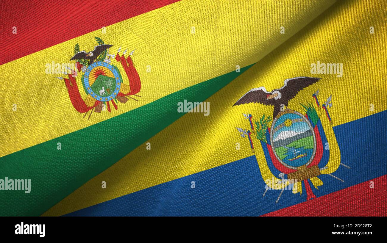 Bolivia And Ecuador Two Flags Textile Cloth Fabric Texture Stock Photo Alamy