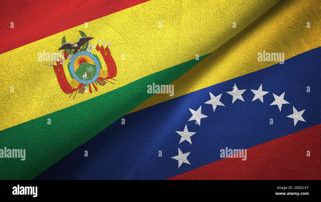 Bolivia And Venezuela Two Flags Textile Cloth Fabric Texture Stock Photo Alamy