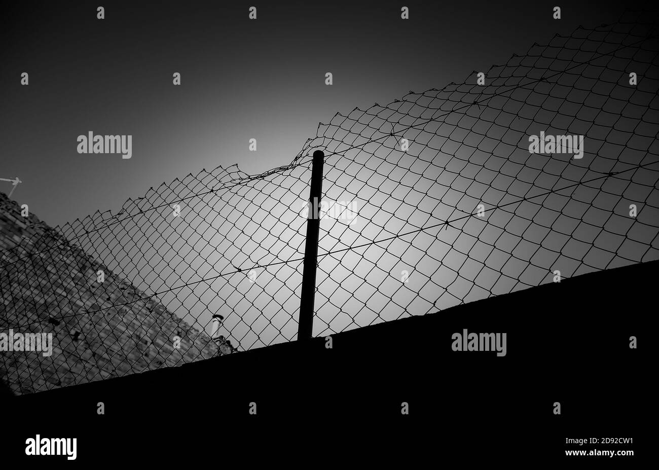 Fine metal fence, protection and security detail Stock Photo