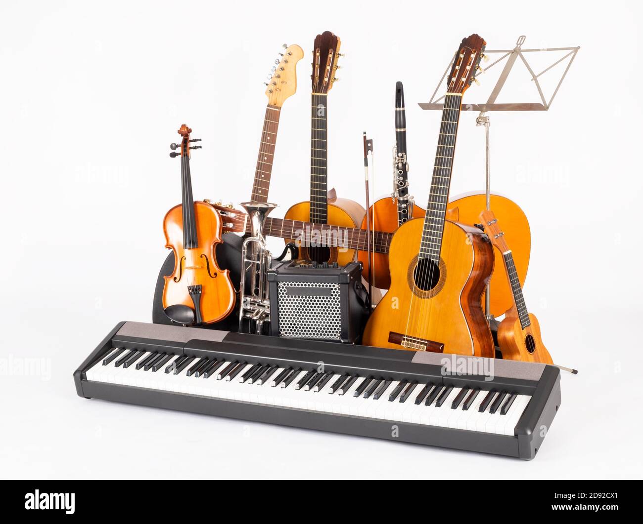 musical instruments in white background Stock Photo Alamy