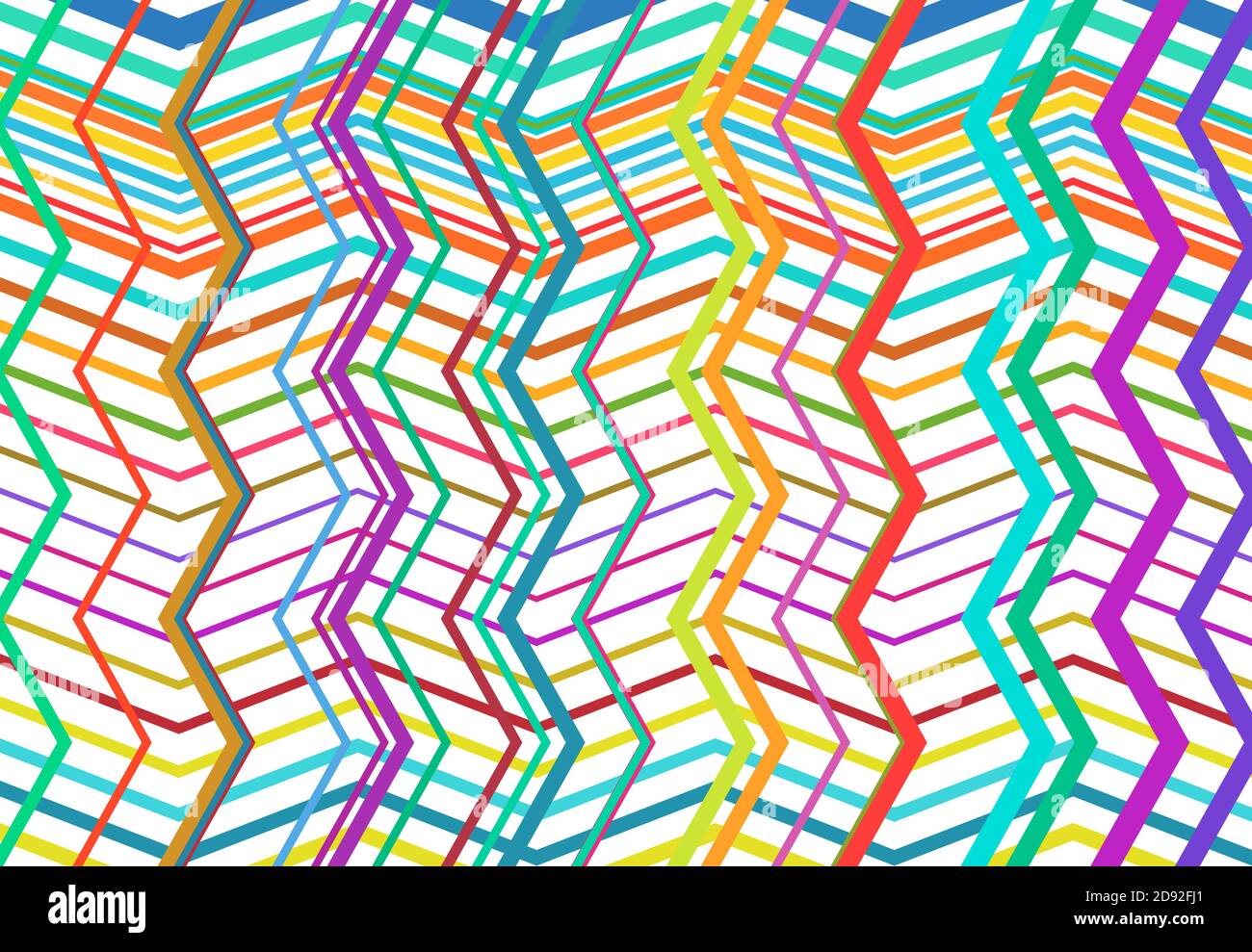 Vivid, vibrant zig-zag, criss-cross, serrated, crinkled angular grid ...