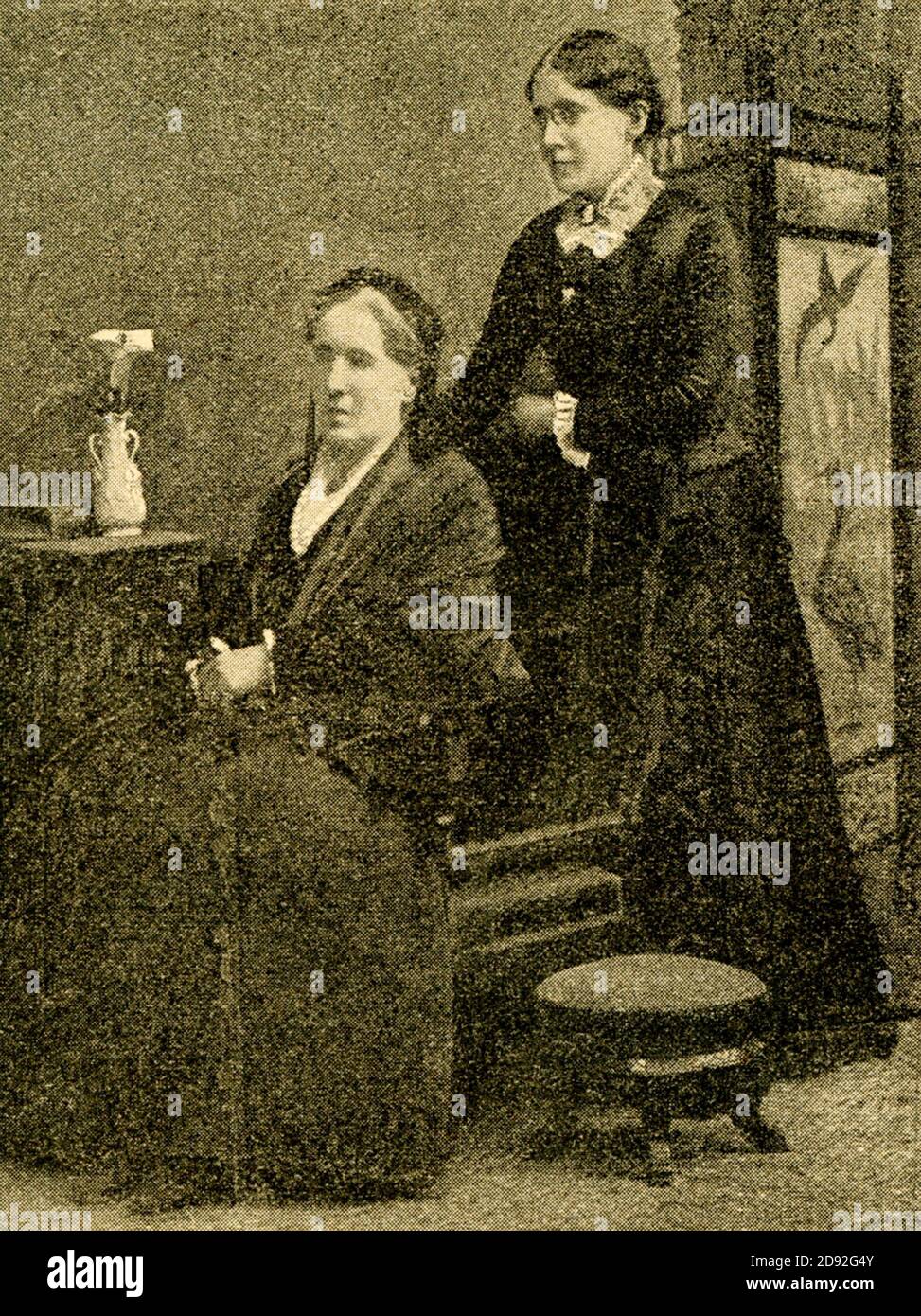 Frances Willard and Her Mother (“Saint Courageous”) - so reads the 1898 caption. Willard referred to her mother as “Saint Courageous.” Frances Elizabeth Caroline Willard (1839 –1898) was an American educator, temperance reformer, and women's suffragist. Willard became the national president of Woman's Christian Temperance Union (WCTU) in 1879, and remained president until her death in 1898. Stock Photo
