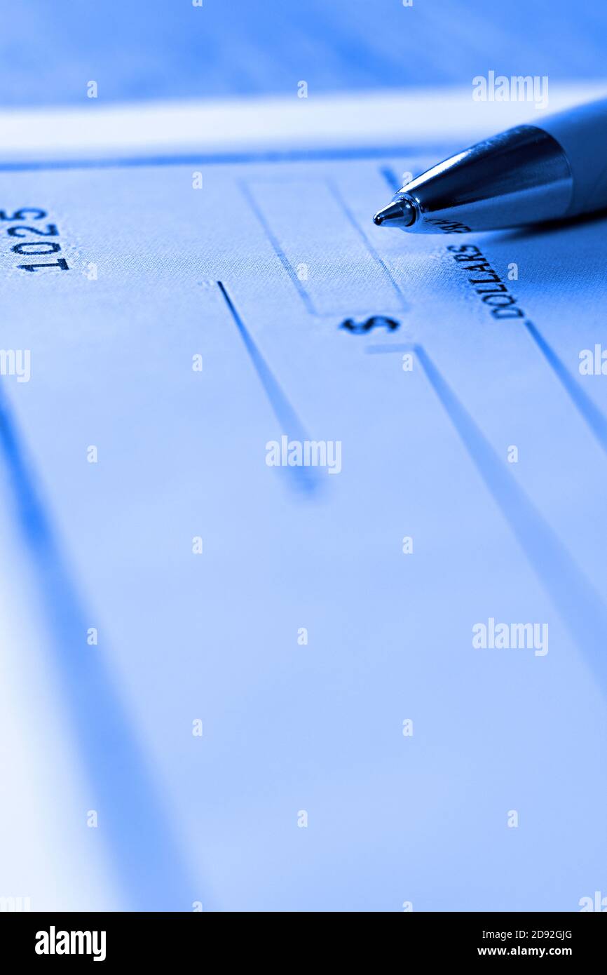 Detail of Pen for writing check payment cheque sign Stock Photo Alamy