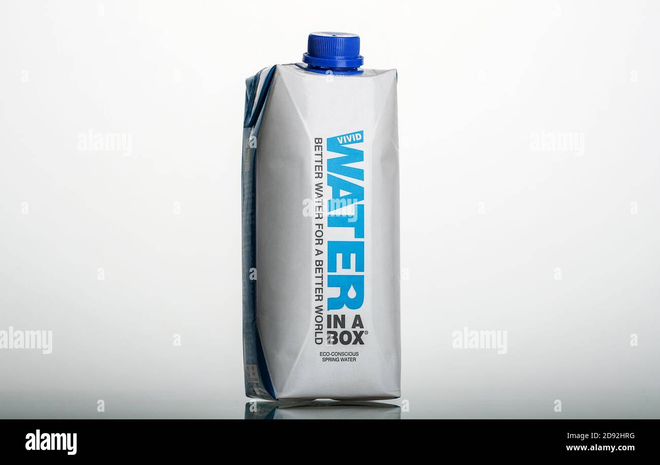 A container of water an environmentally friendly alternative to plastic water bottles Stock Photo
