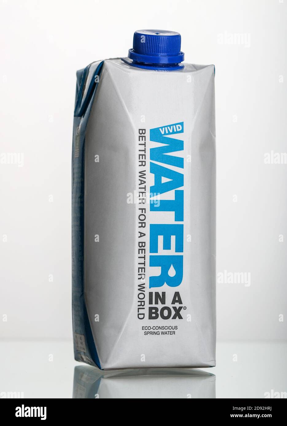 A container of water an environmentally friendly alternative to plastic water bottles Stock Photo