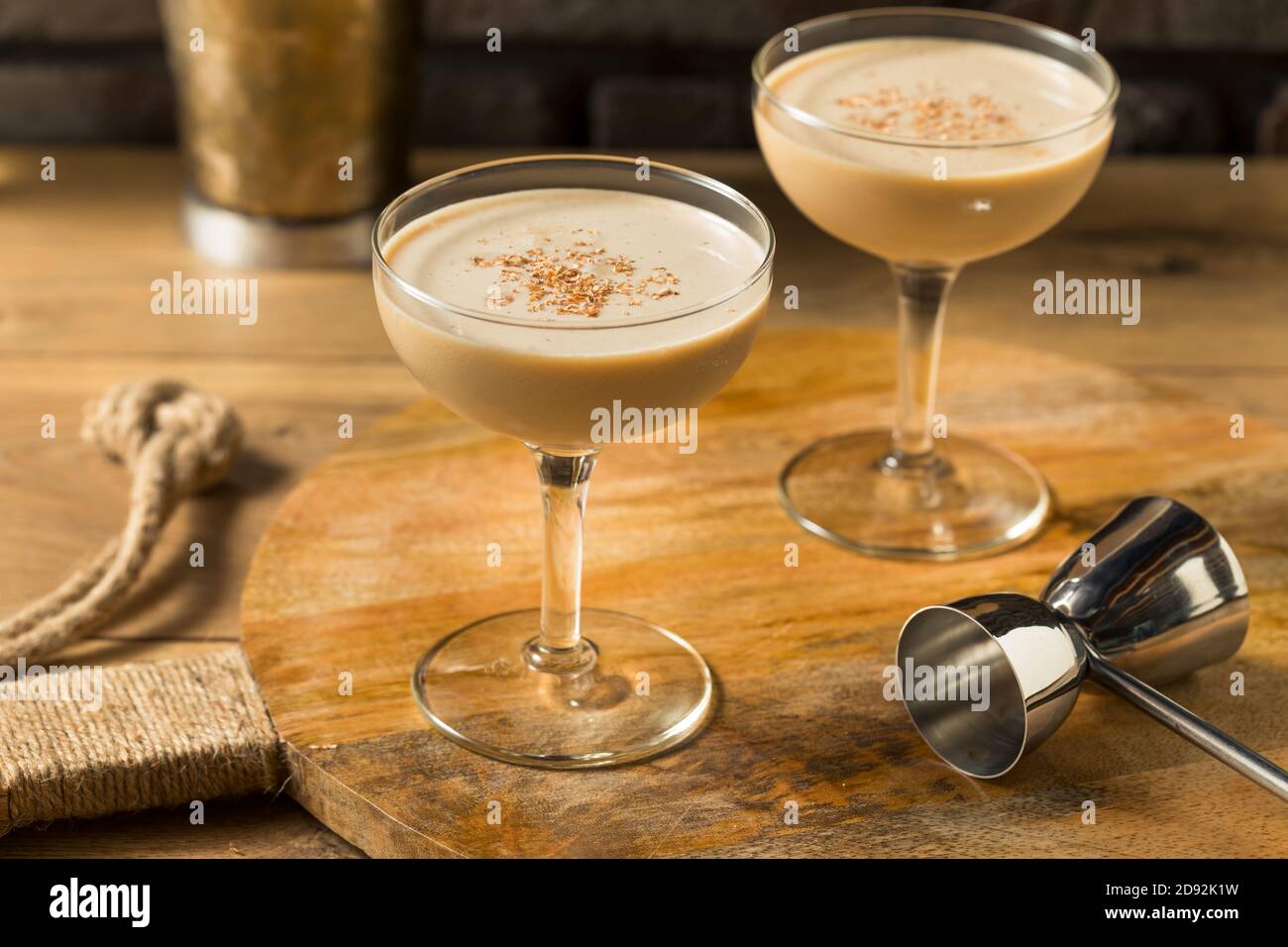 Boozy Refreshing Brandy Alexander Cocktail with Creme de Cacao Stock