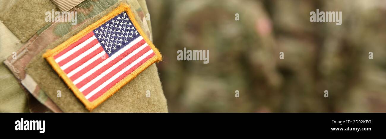 Veterans Day. US soldier. US Army. The United States Armed Forces. American Military. Empty space for text Stock Photo