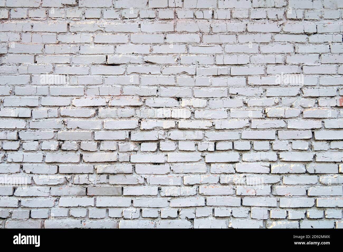 White brick wall. Empty horizontal background with old bricks and mortar. Copy space for text Stock Photo