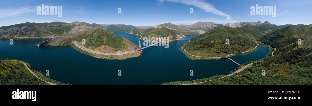 Luna reservoir full from aerial view. Stock Photo