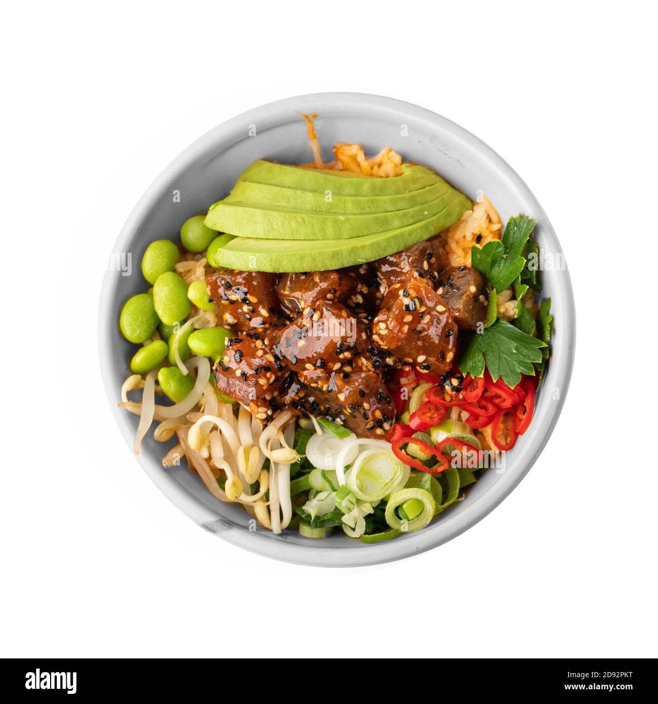 Poke bowl with beef The traditional Hawaiian food Stock Photo Alamy