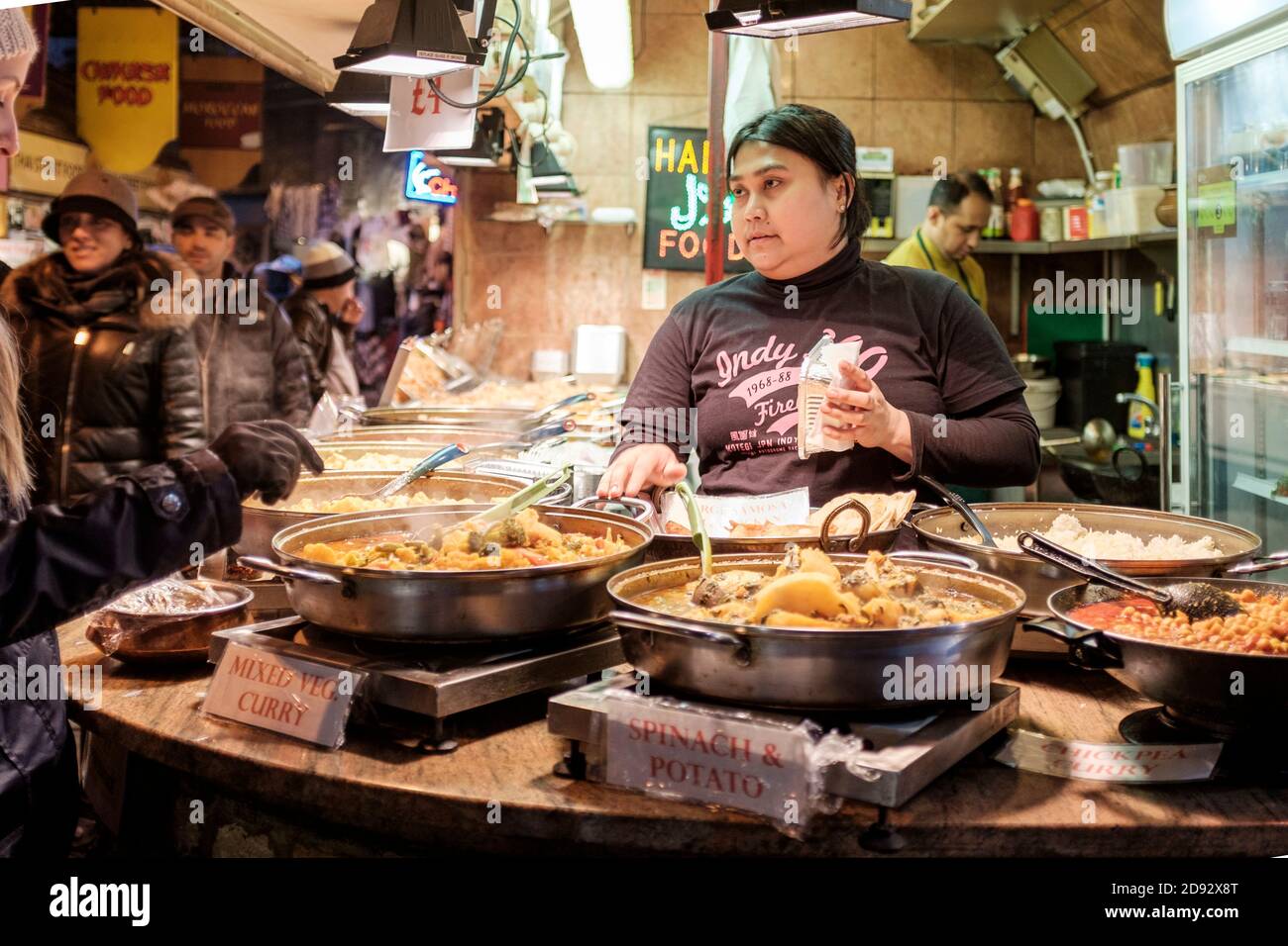 Take away curry street vendor, Camden Market, London.UK Stock Photo