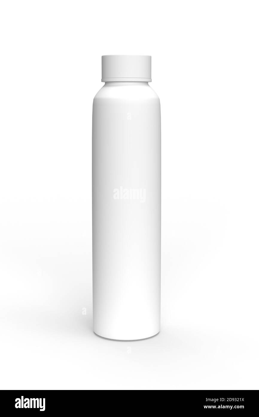 White plastic bottle mockup on white background - copy space - 3D ...
