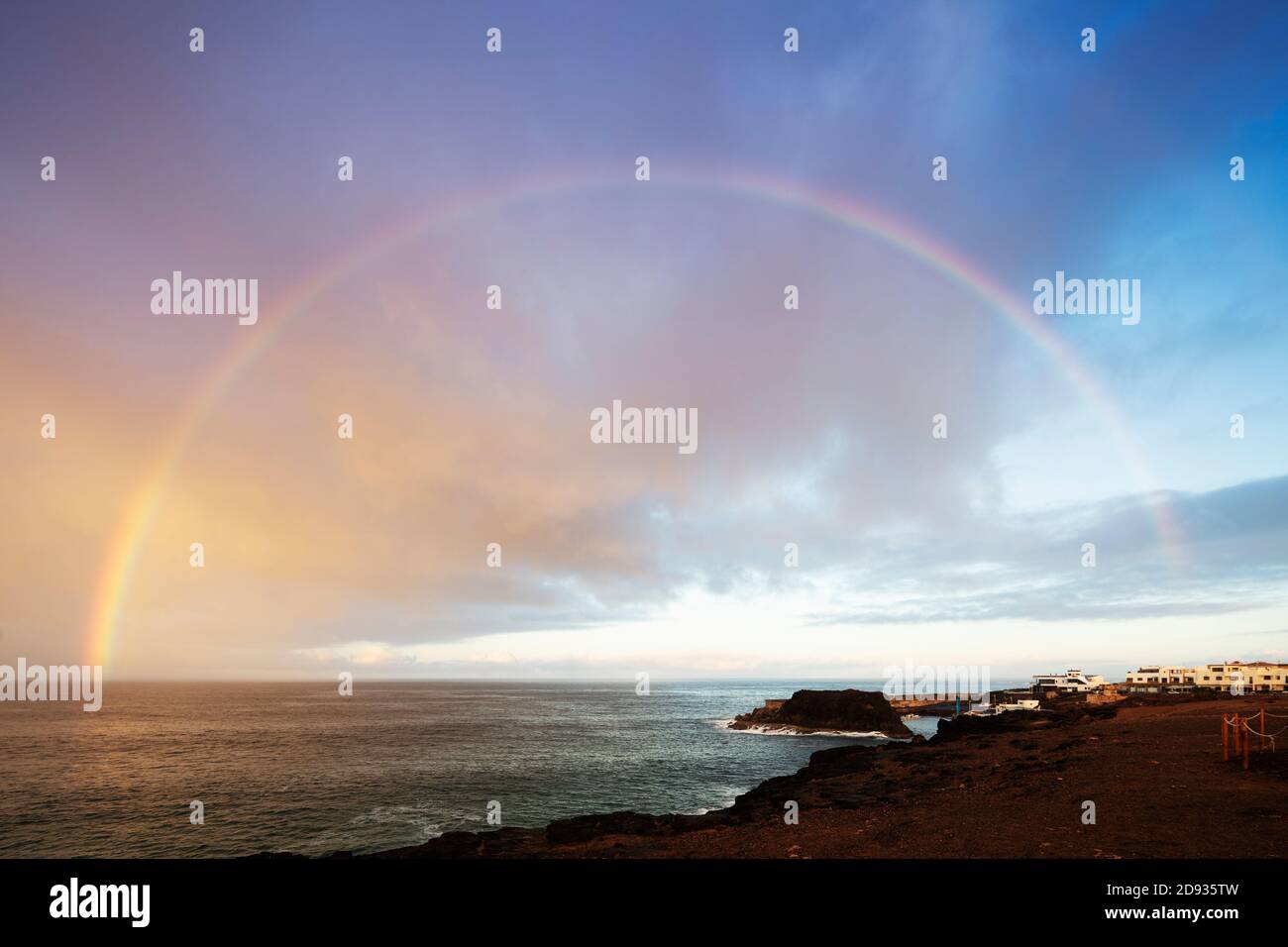 Europe, Spain, Canary Islands, Fuerteventura, El Cotillo, rainbow Stock Photo