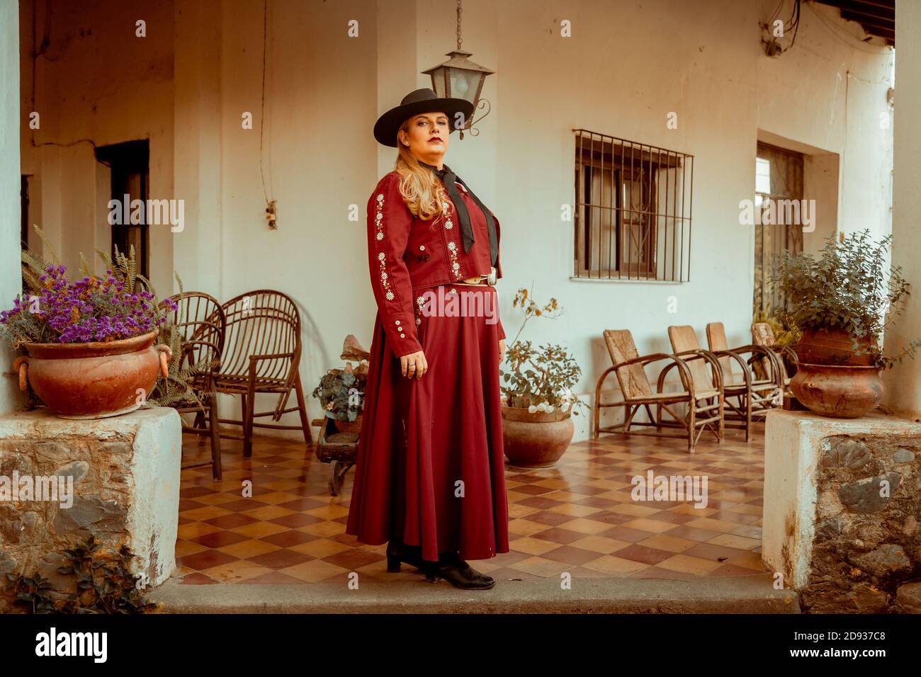 Beautifull argentinian girl with gaucho costume Stock Photo