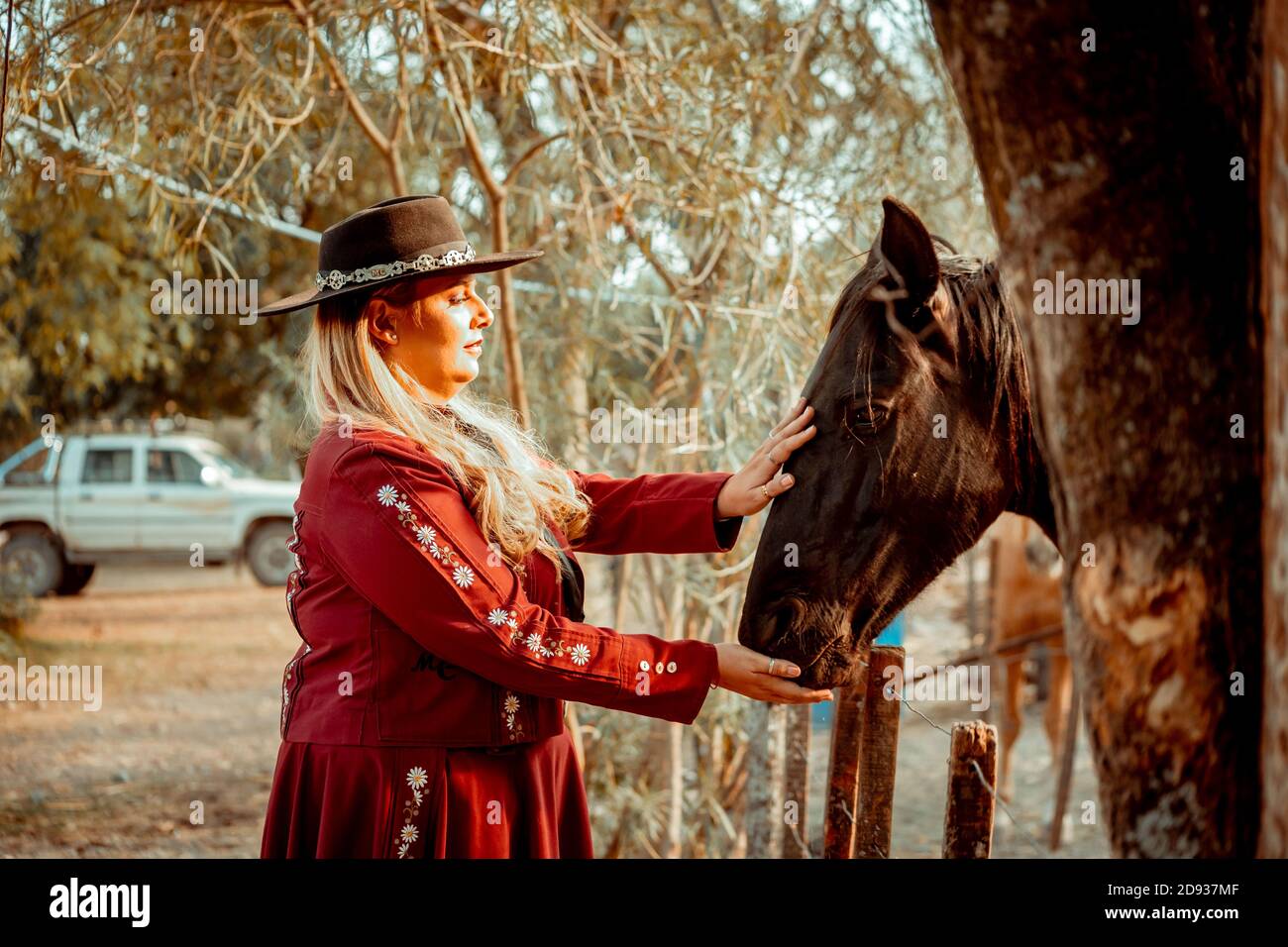 Beautifull argentinian girl with gaucho costume Stock Photo