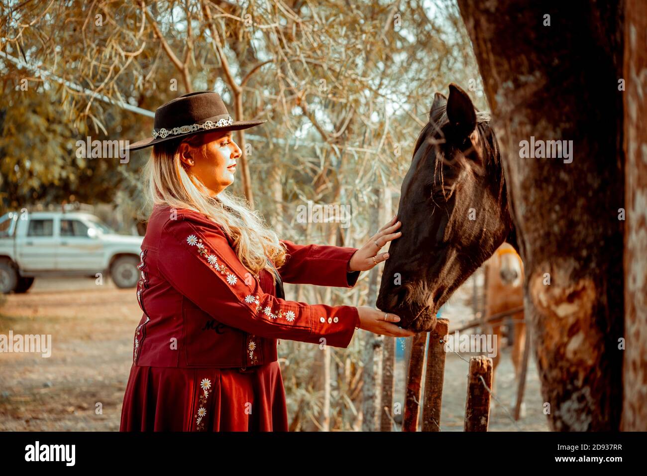 Beautifull argentinian girl with gaucho costume Stock Photo