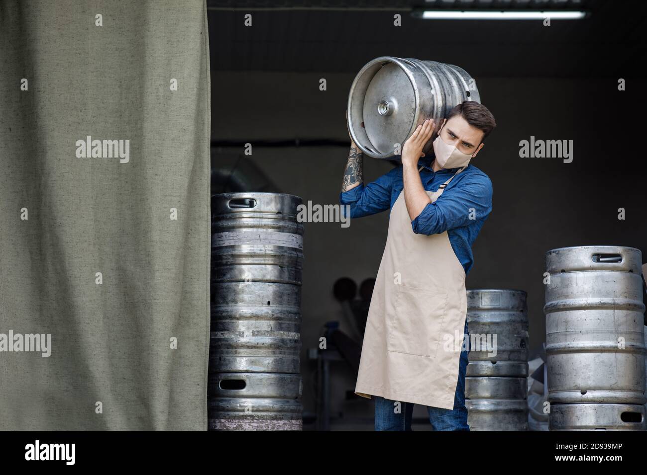 Startup of beer business and work at factory during COVID-19 epidemic Stock Photo