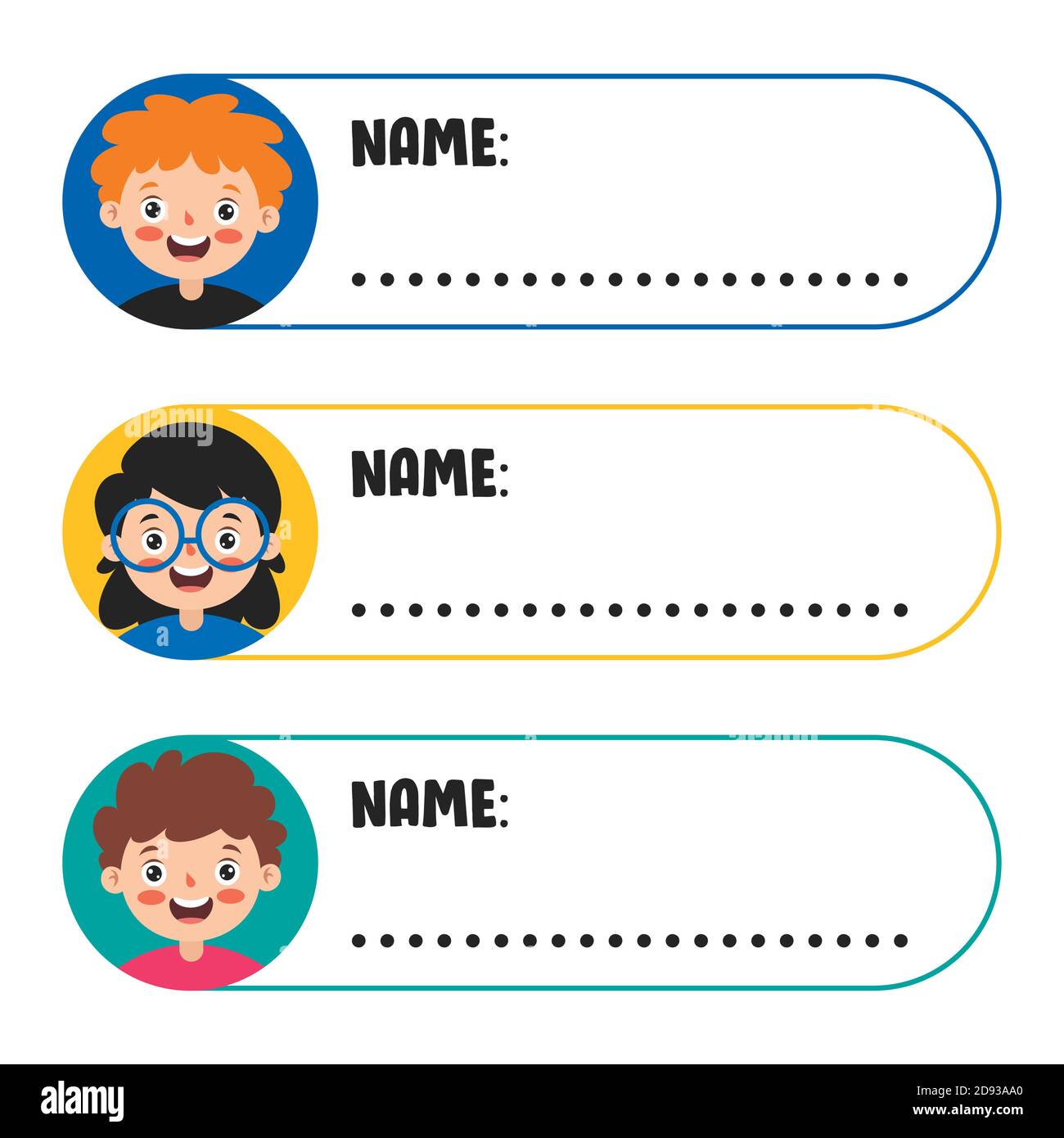 Name s For Cartoon School Children Stock Vector Image Art Alamy