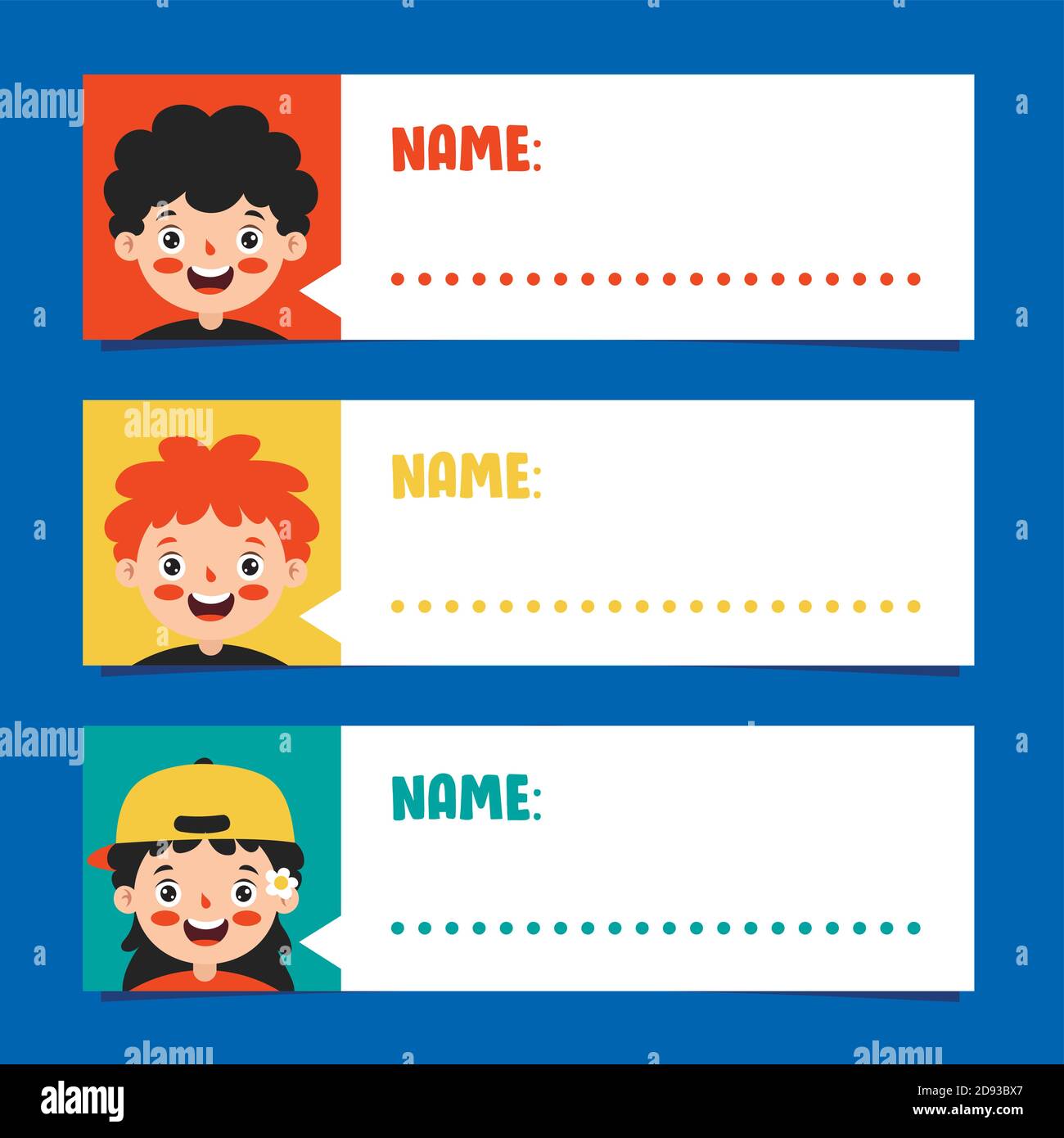 Name Tags For Cartoon School Children Stock Vector Image & Art - Alamy