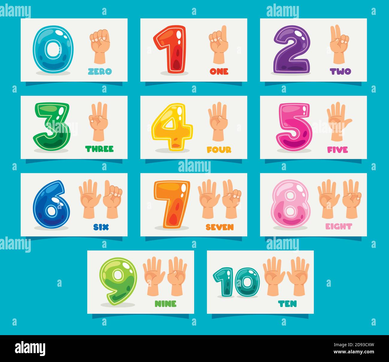 Concept Of Multi Colored Cartoon Numbers Stock Vector