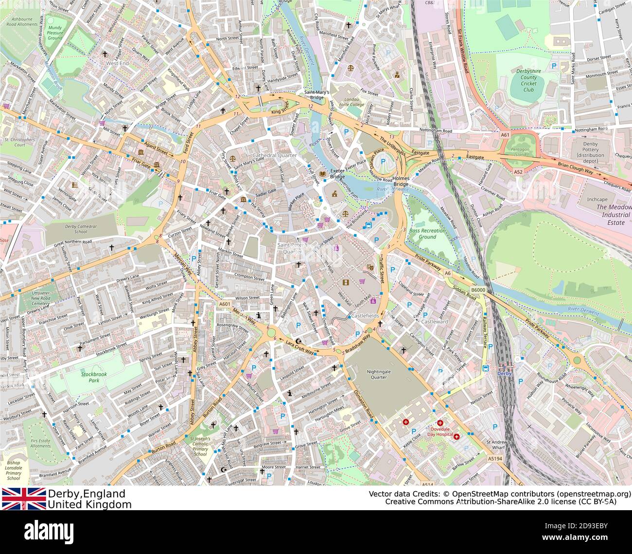Map Of Derby City Centre Derby Street Map High Resolution Stock Photography And Images - Alamy