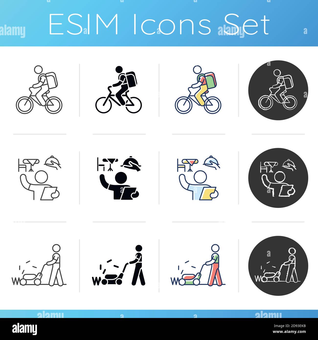 Part-time jobs icons set Stock Vector