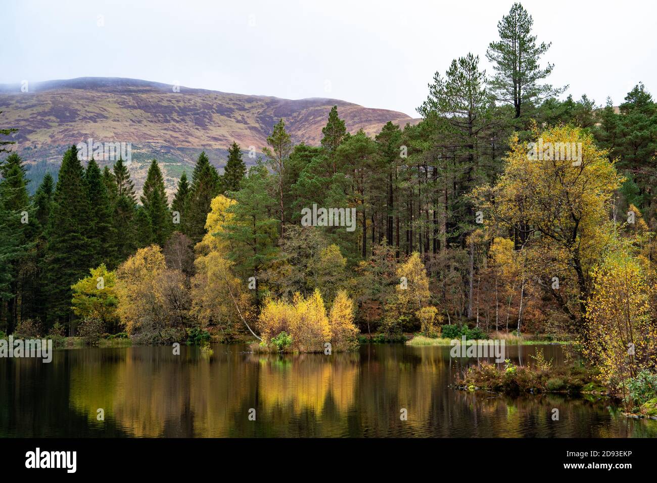 An ornamental lake, Glencoe Lochan Trail, Glencoe, Scotland, UK Stock Photo