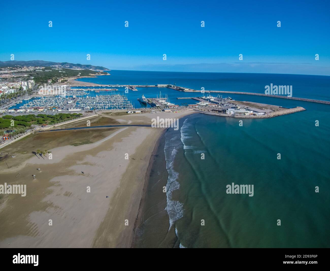 Aerial view of the beach in Vilanova i la Geltru in Barcelona, Spain Stock Photo Alamy