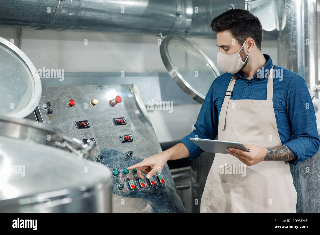Management of brewery or small industrial plant with modern technology Stock Photo