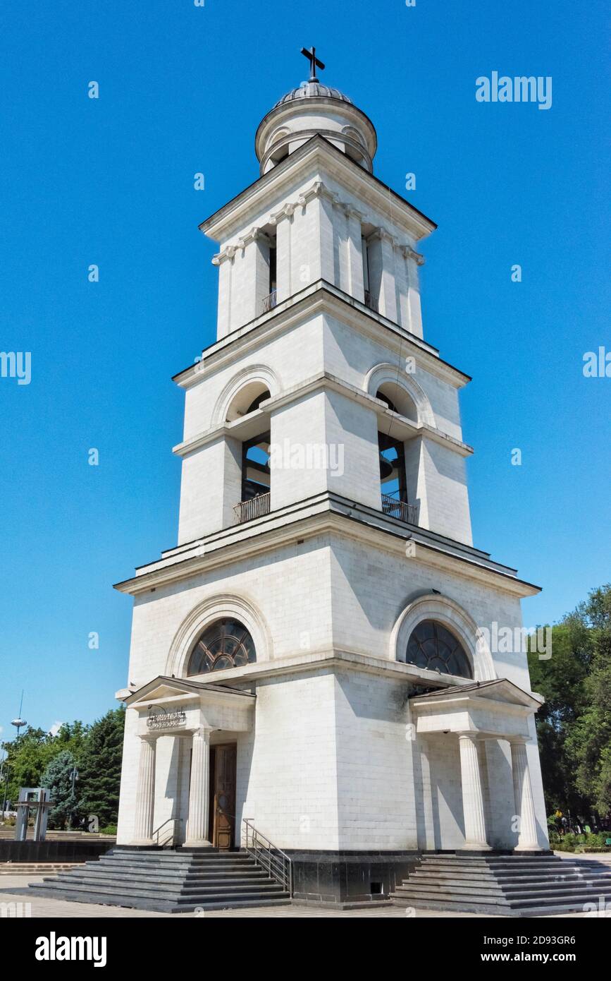 Belfry of Nativity Cathedral, Chisinau, Moldova Stock Photo