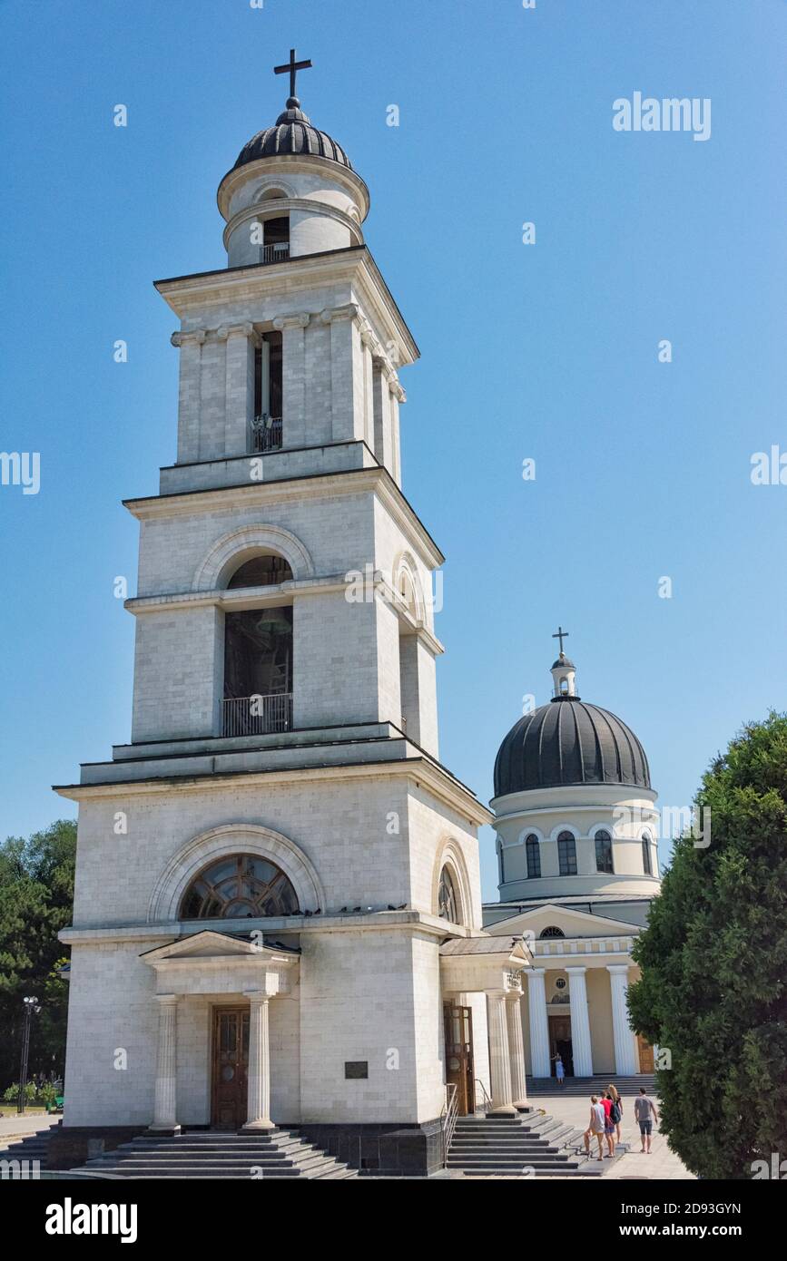 Belfry and Nativity Cathedral, Chisinau, Moldova Stock Photo