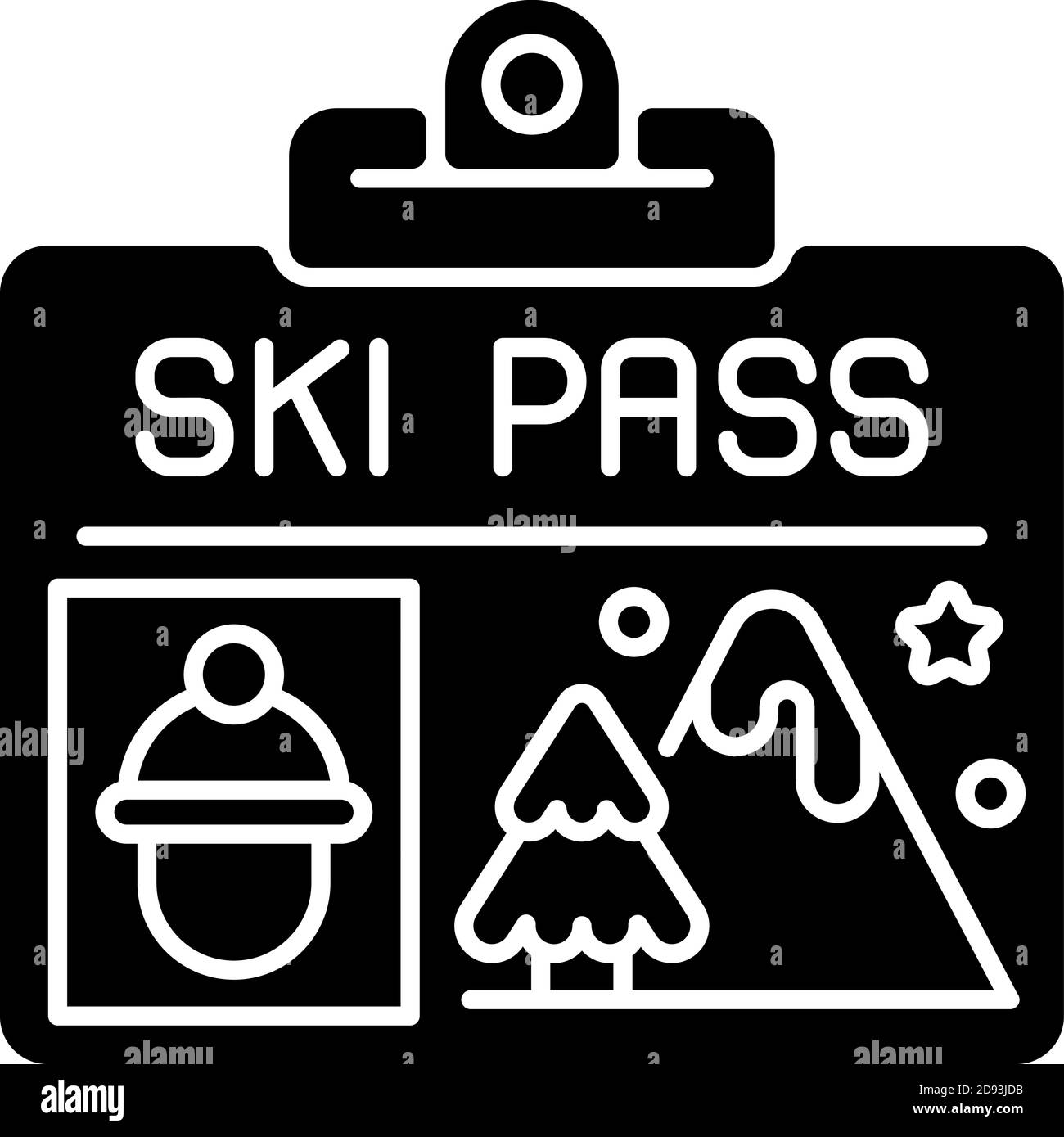 Ski pass black glyph icon Stock Vector