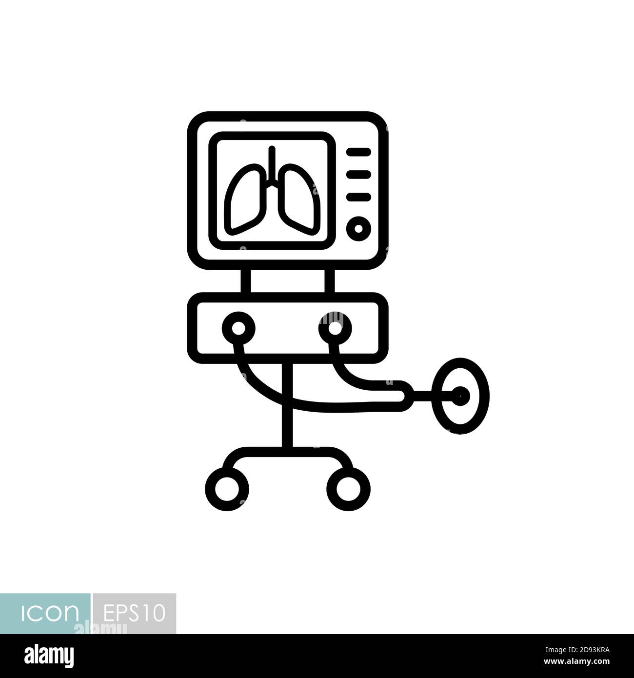 ICU ventilator vector icon, medical therapy for lungs ventilation. Intensive care for COVID-19. Medical sign. Coronavirus Stock Vector