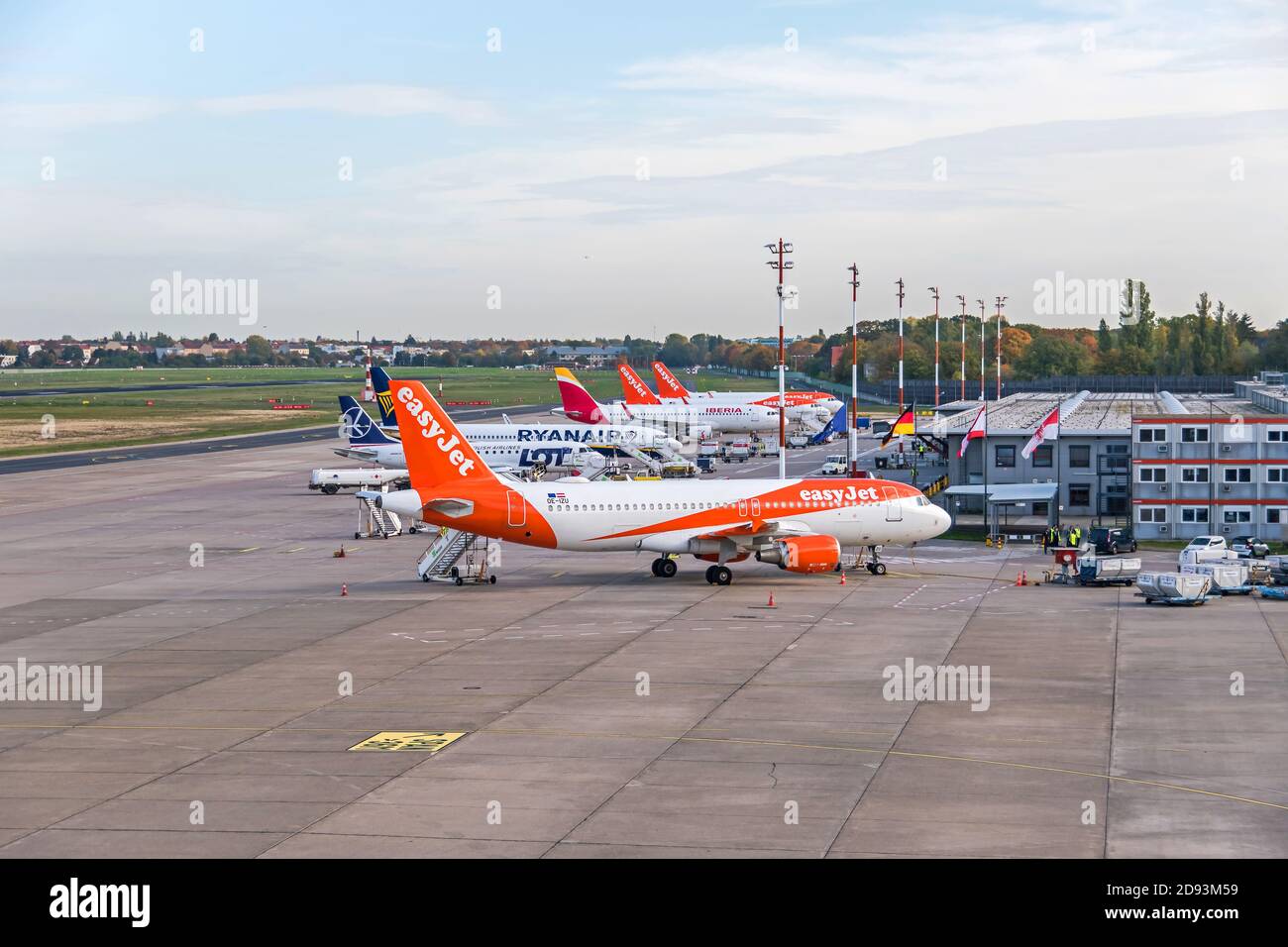 Berlin, Germany - October 22, 2020: Berlin-Tegel Otto Lilienthal main international airport (due to permanently close) with the last planes of Easyjet Stock Photo