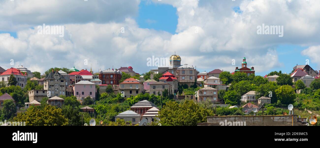 A mansion reminiscent of St. Peter's Basilica in the Vatican and flamboyant houses on Gypsy Hill, Soroca, Moldova Stock Photo