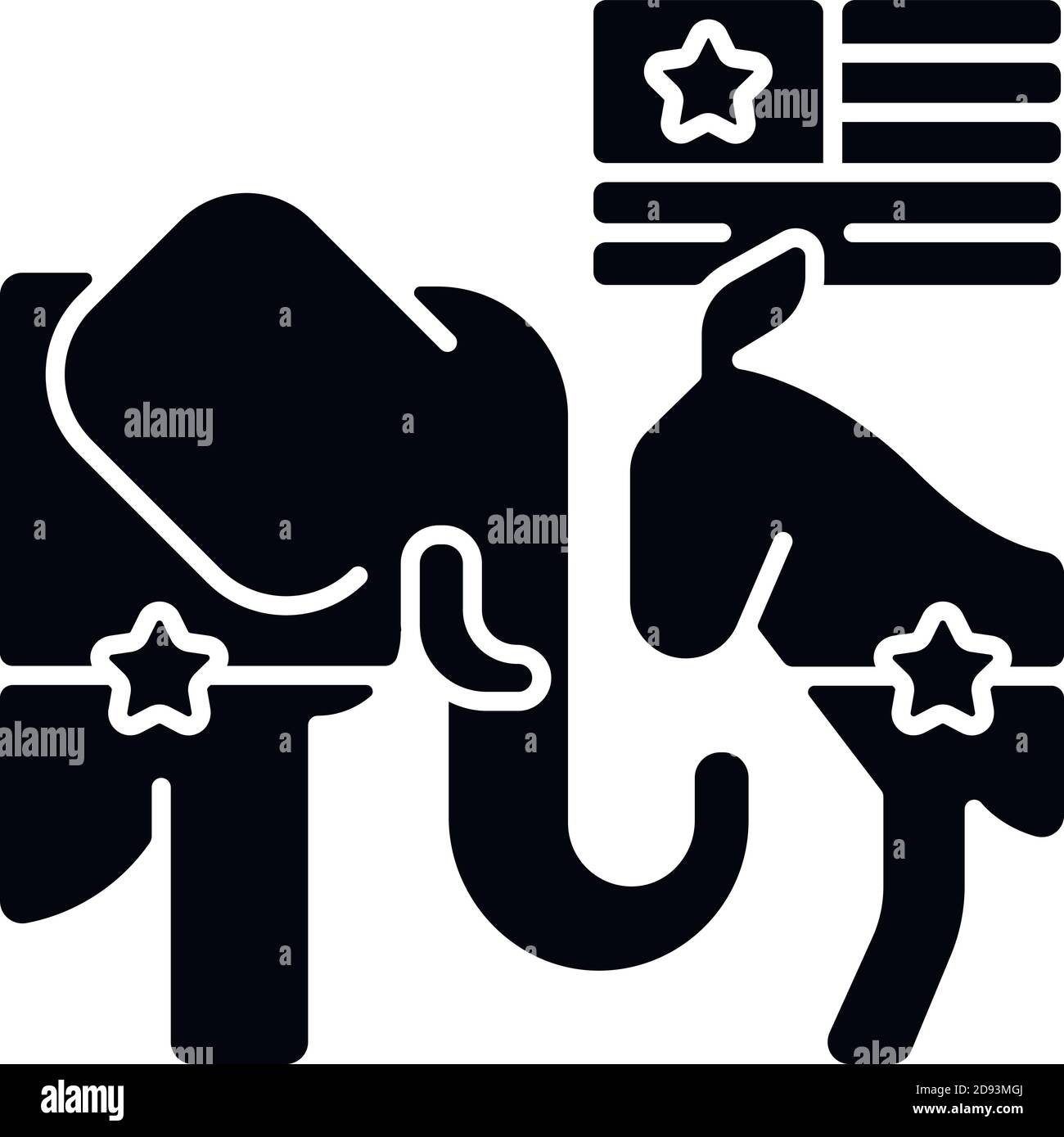 Democrats vs. Republicans black glyph icon Stock Vector