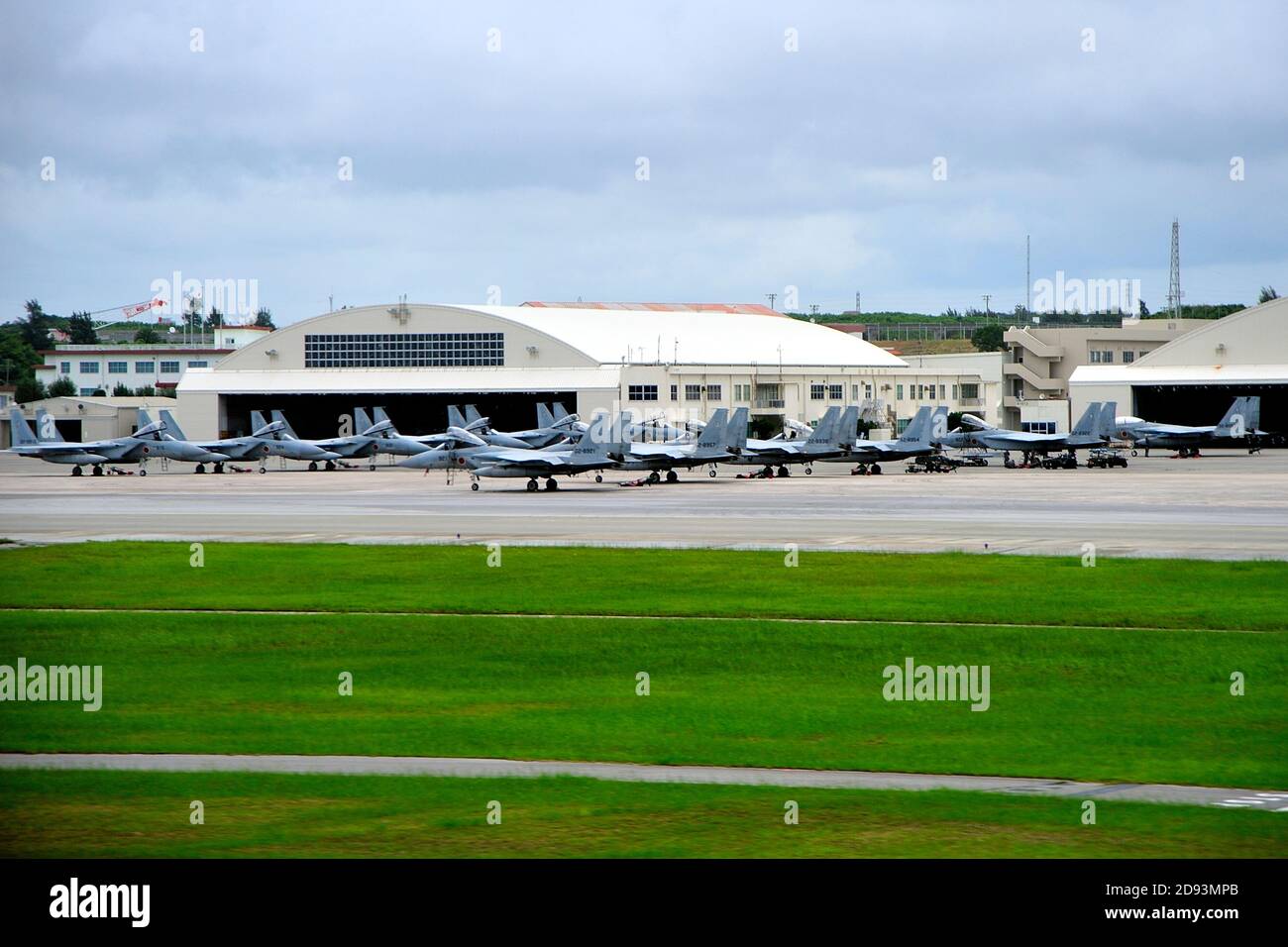 JSDF , Mitsubishi F-15J, Parking, Naha Airport, Okinawa, Japan Stock Photo