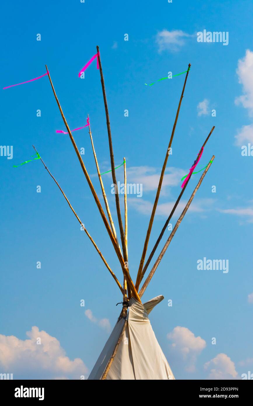 Top of Native American people's teepee, Omak, Washington State, USA Stock Photo