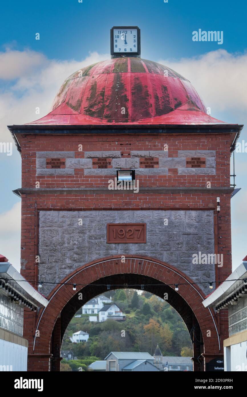 The red dome of the North Pier Clock Tower built in 1927, Oban, Scotland, UK Stock Photo